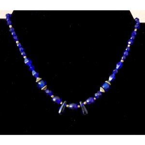 **Antique Art Deco Cobalt Glass Necklace**